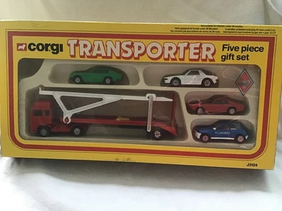 CORGI JUNIORS J3124 TRANSPORTER 5 PIECE GIFTSET - RARE CAR VARIANTS - BOXED - Image 1 of 4