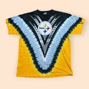 T-shirt homme vintage Pittsburgh Steelers bleu liquide tie dye XL Y2K années 2000 LNH - Photo 1/5