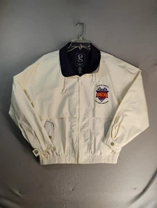 Vintage NASCAR Windbreaker Jacket Medium White Las Vegas Cafe Full Zip Casual - Picture 1 of 11