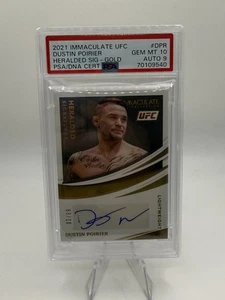 2021 Panini Immaculate UFC Heralded Signatures Dustin Poirier oro #/10 POP 1 - Foto 1 di 1