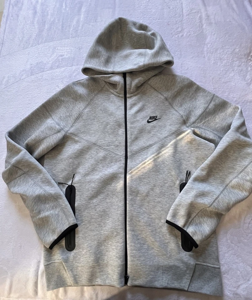 Chaqueta con Capucha Nike Tech Polar Para Hombre Talla Grande Gris Corredor de Vientos Cremallera Completa Foto 1 de 4