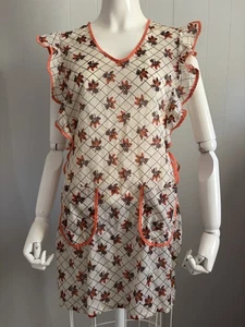 Vintage 60er 70er Hängerchen Rüschen orange braun Blumen Schürze One Size Cottagecore - Bild 1 von 11