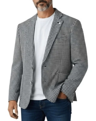 Stafford Men's Blazer Sport Coat Suit Jacket Sz 48R Classic Fit Navy White Check - Image 1 of 4