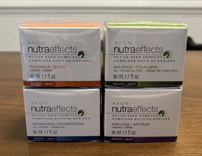 Un Set AVON NUTRAEFFECTS ACTIVO SEMILLA COMPLEJO EQUILIBRIO, HIDRATACIÓN, RESPLANDOR, SIN EDAD Foto 1 de 4
