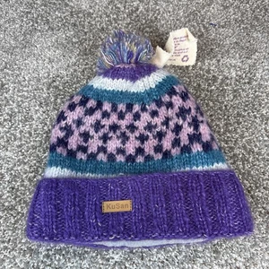 KuSan Mujer Gorro Lana Tejido Talla Única Beige Pom Pom Forrado - Imagen 1 de 8