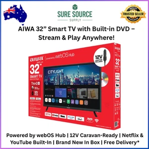AIWA 32" LED WebOS ThinQ AI Smart HD TV & DVD Player Combo 12V Caravan Adapter - Picture 1 of 7