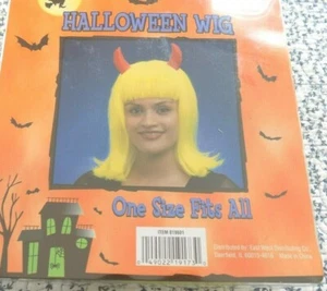 Halloween Wig ~ Yellow with Orange Horns ~ One Size - Picture 1 of 1