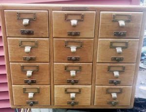 Vintage Library Bureau Solemakers Card Catalog 12 Drawer File Cabinet Oak c1903 - Picture 1 of 17