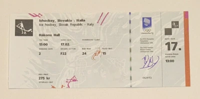 2/17/94 斯洛伐克意大利冰上曲棍球比赛1994年利勒哈默尔奥运会门票存根 — 第 1/2 张图片