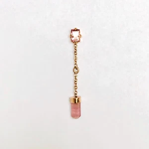 Jacquie Aiche Pink Tourmaline Baguette and 1 Diamond Crystal Drop Single Earring - Picture 1 of 9
