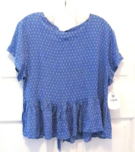 Top de peplum de manga corta Altard Altar'd State espalda abierta con pajaritas azul pequeño - Imagen 1 de 10
