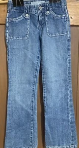 Old Navy Embroidered Adjustable Waist Blue Boot Cut Girls Size 7 Slim Excellent - Picture 1 of 6
