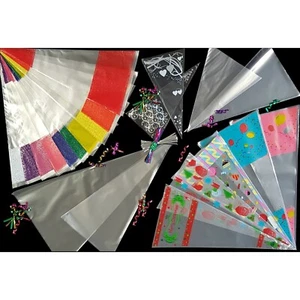 Kids Gift Bags - Clear Coloured Party Cone Bag - Sweet Candy Treat Cello Plastic - Picture 1 of 18