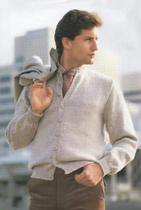Men's Knitting pattern traditional cardigan set-in sleeves copy Bluebell 5 ply - Picture 1 of 2