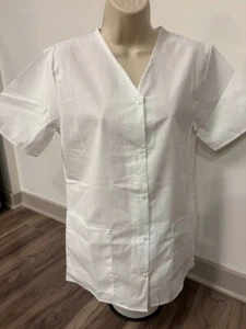 SCRUB WEAR DAMEN PEELING TOP SMALL BUTTON DOWN WEISS - Bild 1 von 1