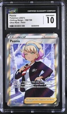 CGC 10 PEONIA 196 CHILLING REIGN SWORD & SHIELD TRAINER POKEMON - Image 1 of 2