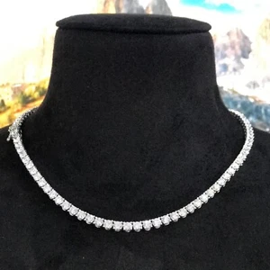 20.00Ct D/VS Lab Grown Round Diamond Tennis Necklace In 18k White Gold - Picture 1 of 10