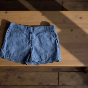 New Ann Taylor Loft Shorts 8 Blue Chambray The Riviera Scallop Hem Flat Front - Picture 1 of 11