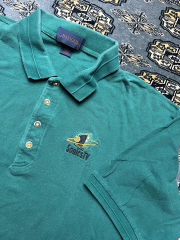 Vtg Seattle Supersonics Sonics TV Antigua Polo Shirt Size XL Cover