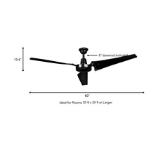  60 in. Ceiling Fan Industrial Indoor/Outdoor Included Wall-mMount Remote Black 