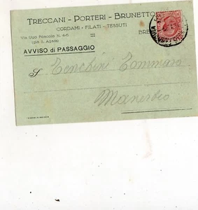 cartolina COMMERCIALE  TRECCANI PORTERI BRUNETTO TESSUTI BRESCIA  1913 - Picture 1 of 1