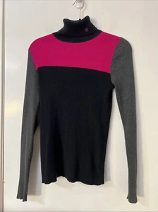 Women’s Lauren Ralph Lauren Color Block Size Small Turtleneck Sweater Comfy Fall - Picture 1 of 8