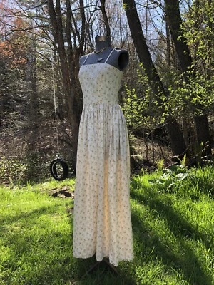 Vestido vintage de los años 70 con correa de espagueti de algodón tan dulce como Gunne Sax 32-26-60 Foto 1 de 4