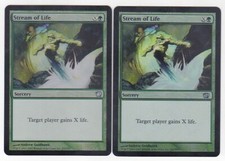 MTG 3X FOIL STREAM OF LIFE NM (2X 9TH EDITION, 1X 8TH EDITION) GREEN SORCERY