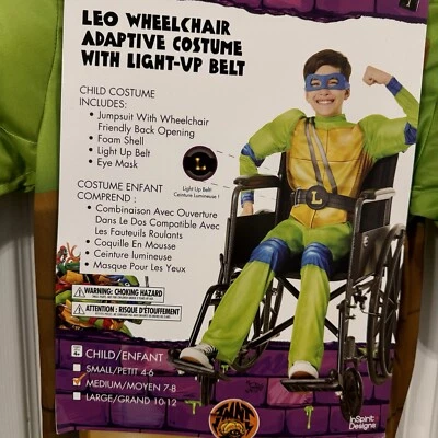 Disfraz Tortugas Ninja Leonardo Azul Silla de Ruedas Disfraz Adaptable Cinturón Iluminado M Foto 1 de 4