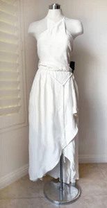 NWT Robert Rodriguez Ivory White Silk Long Dress High Low Halter Wedding Gown - Picture 1 of 7