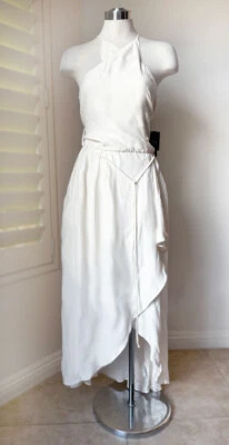 NWT Robert Rodriguez Ivory White Silk Long Dress High Low Halter Wedding Gown - Image 1 of 4