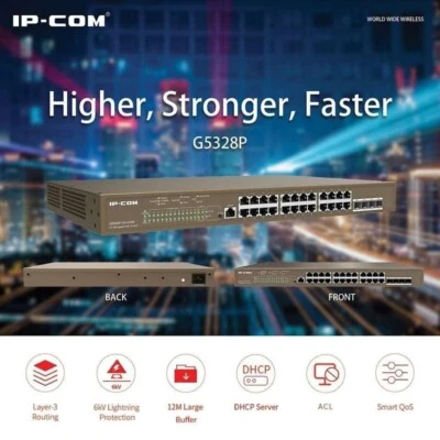 IP-Com  24 Port POE GIGABIT Desk/Rack Mount Ethernet Switch 225W - Image 1 of 4