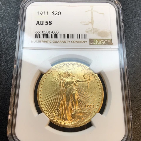 1911 $20 Saint-Gaudens Gold Double Eagle AU-58 NGC | Sharp Strike & Great Luster Cover
