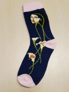 Navy Blue Face of a Flower Socks SF1004 - Picture 1 of 1