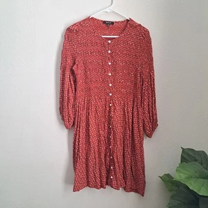 Madewell Challis Kleid Babydoll gesmokt Boho Bauern Mini rot Ditsy Daisy XXS/XS - Bild 1 von 14