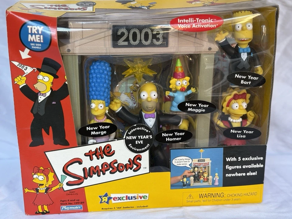 2003 Toys R Us Exclusive Playmates Simpsons WOS New Year's Eve Playset - Mint - Image 1 of 1