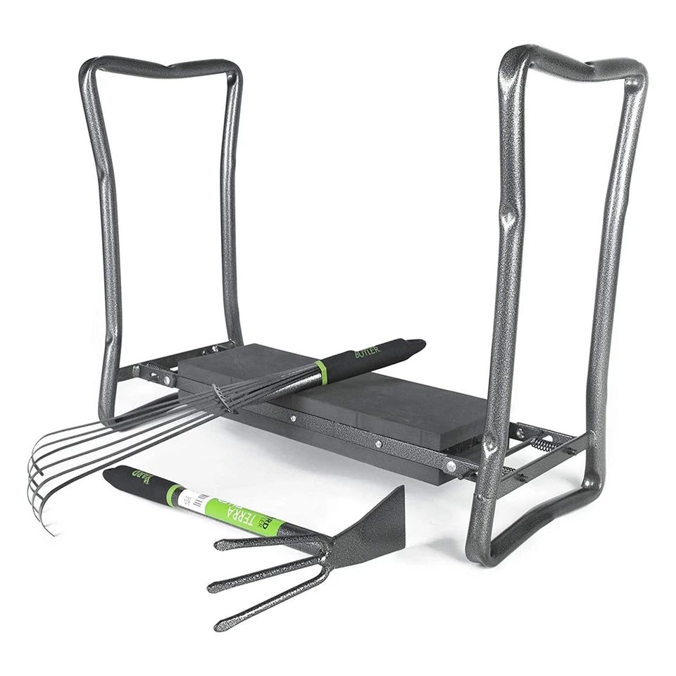 - Garden Kneeler/Seat with Terra Rake and Terra Tiller - 园艺工具和 Su... — 第 1/4 张图片