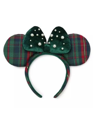 Cerchietto Orecchio Disney Minnie Mouse Holiday Plaid Nuovo con etichette Natale 2025 - Immagine 1 di 3
