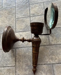 ANTIQUE METAL MAGNIFYING CANDLE SCONCE WALL VINTAGE - Picture 1 of 13