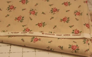 Vintage Small Pink Roses On Peach VIP Cranston Cotton Fabric 44" x 1 yd - Picture 1 of 3