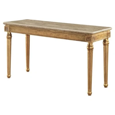 ACME Daesha Rectangular Marble Top Sofa Table in Antique Gold - Image 1 of 4