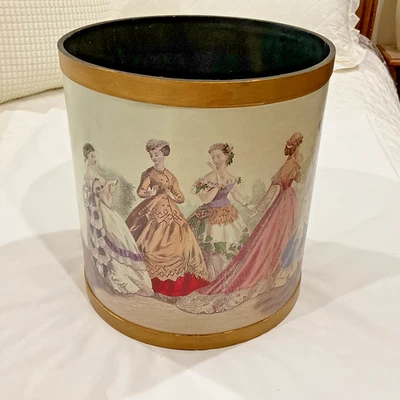 Vintage Victorian Ladies Dressing Room Tissue Waste Basket Bin Wood 11" Clean! - Image 1 of 4