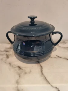 Le Creuset Stoneware Bean Pot With Lid 3.8L Casserole Soup Cooking Navy Blue  - Picture 1 of 7