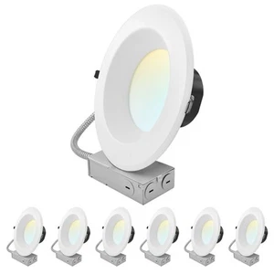 LUXRITE 10" LED Recessed Light J-Box 5CCT 24/30/37W Dimmable Wet Rated 6 Ppack - Picture 1 of 7