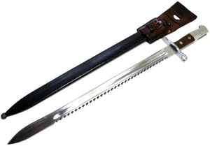 Original Swiss M 1914 Saw Back Bayonet W Scabbard Leather Frog 7 - Picture 1 of 7