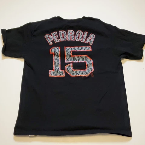 Boston Red Sox Dustin Pedroia Black Jersey T-Shirt Youth Large Good Condition Cover