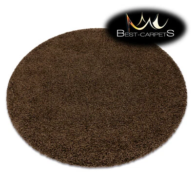 Amazing Modern Rug shaggy "SOFFI" 5cm, circle, single-colour, BROWN High Quality - Image 1 of 4
