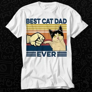 Best Cat Dad Ever Vintage Funny Fathers Day T Shirt 540 - Picture 1 of 2