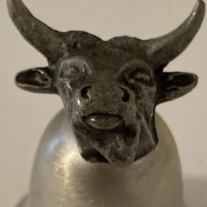 70er Jahre Handtuch Zinn Stier Lenkkopf Jigger Schnapsglas Steigbügelbecher Vintage gebraucht - Bild 1 von 9