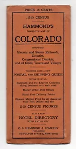 1911 Hammonds komplette Karte von Colorado in Vollfarbe 24 x 17 Zoll - Bild 1 von 3